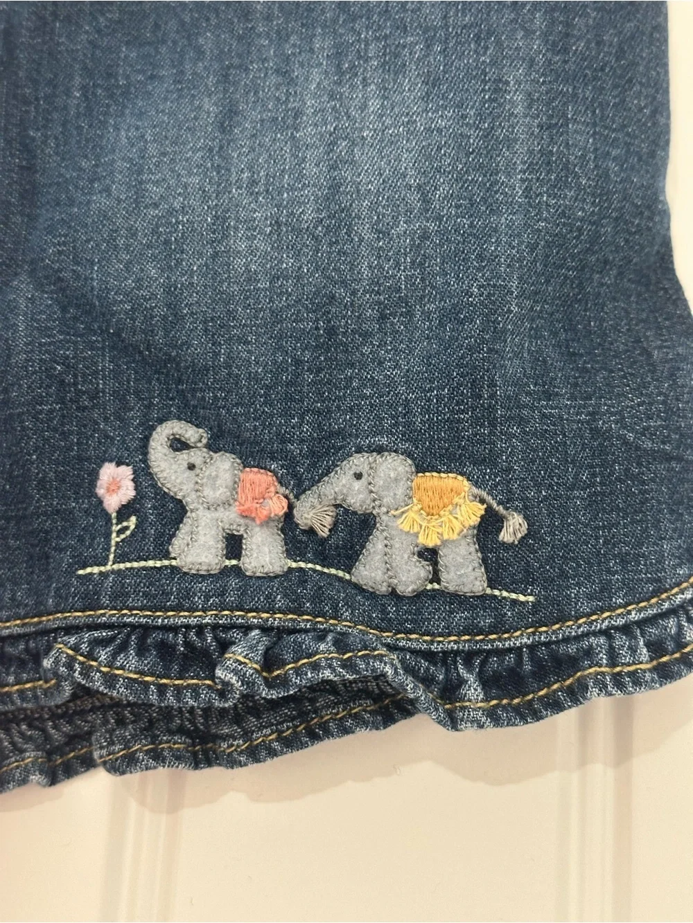 Gymboree Little Elephant Ruffle Denim Jean Shorts Sz 3T 2006 Summer Safari Line